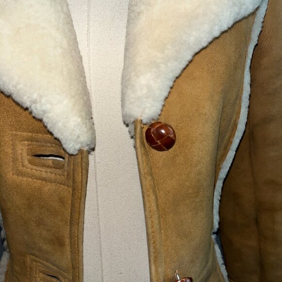 VINTAGE 70'S MATTERHORN NAPA SUEDE SHEEPSKIN SHERPA JACKET COAT - MADE IN USA -8 - Picture 2 of 15